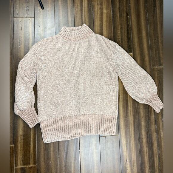 NWOT Size M Cynthia Rowley Chenille Knit Turtleneck Beige Tan Cream Sweater - Picture 2 of 13